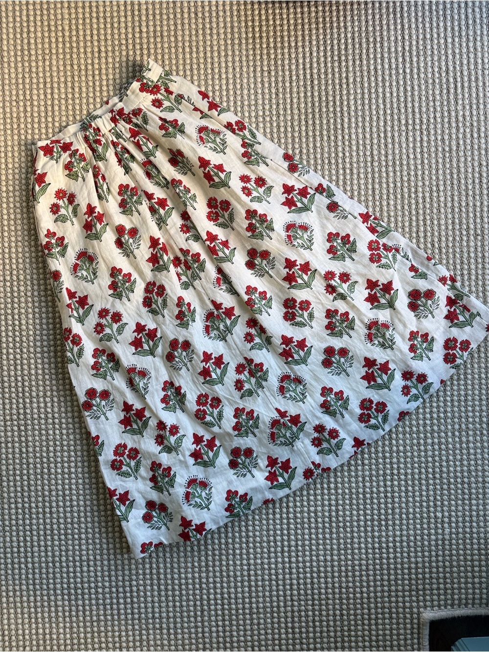 Rhode Aaron Skirt Red Floral Print in 100% linen - Picture 4 of 5